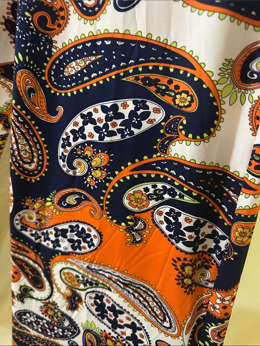 White Mark Navy, Orange & White Paisley Wide-Leg Palazzo Pants - Picture 7 of 7
